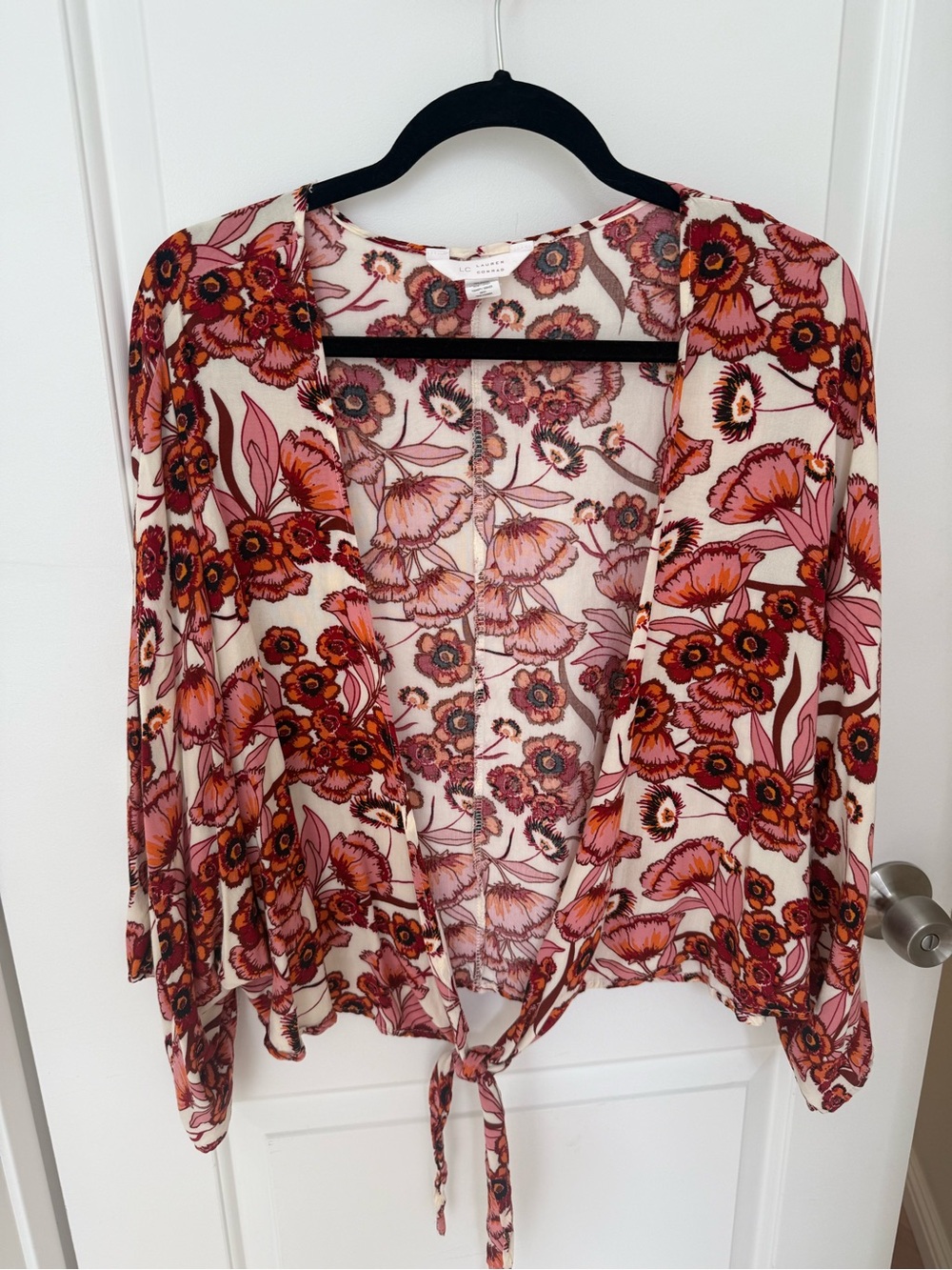Floral Tie-Front Women’s Top in Pink and Rust - LC Lauren Conrad